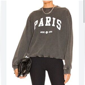 Anine Bing Ramona University Paris Sweatshirt in Washed Black S